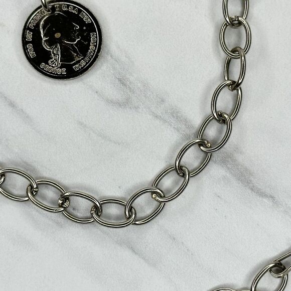 George Washington Coin Silver Tone Metal Chain Link Belt OS One Size - Picture 9 of 11